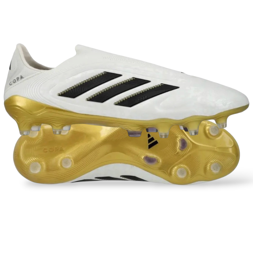 Adidas Copa Pure 3 Elite Laceless FG - Road to Glory - White/Zero Metallic/Core Black/Gold Metallic – Boots Plug, photo 1