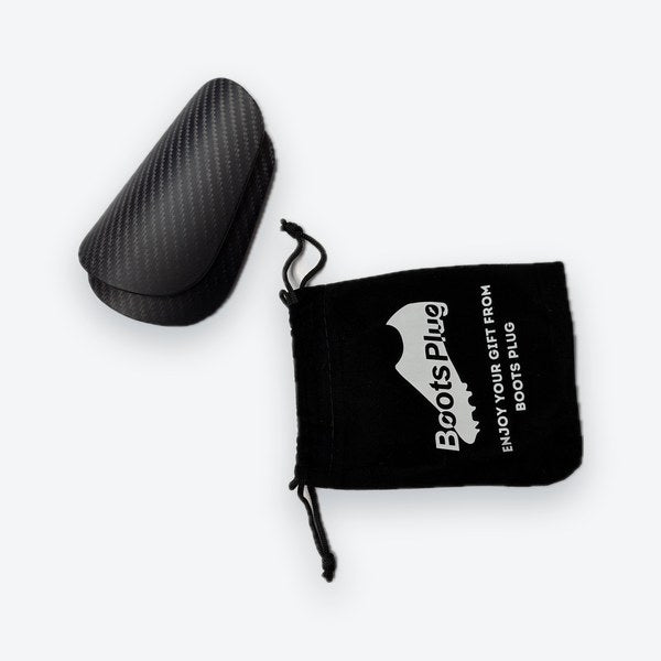 Carbon shin pad and Boots Plug gift pouch