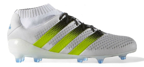 Adidas Ace 16.1 Primeknit FG/AG - Elite White/Semi Solar Slime/Shock Blue – Boots Plug, photo 1