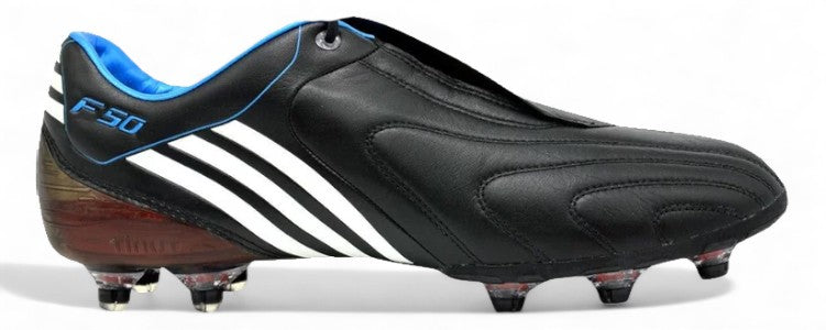 Adidas F50i Tunit Leather SG - Elite Black/White/Cyan – Boots Plug, photo 1