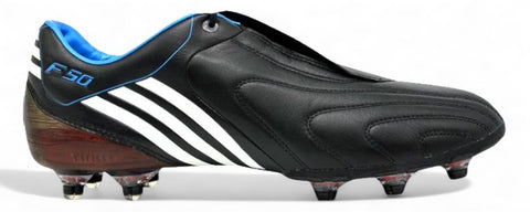 Adidas F50i Tunit Leather SG - Elite Black/White/Cyan – Boots Plug, photo 1